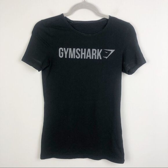 GYMSHARK | Black Fitted Short Sleeve Logo Tee - Picture 1 of 6